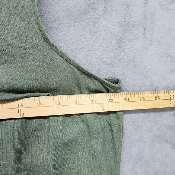 Briggs Sundress Women XXL Army Green Linen Blend Ruffle Tank Dress Summer Casual - Picture 11 of 12